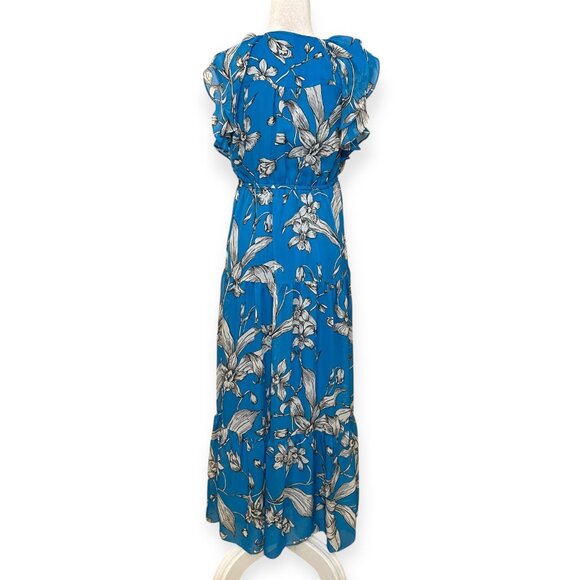 Taylor Small Blue Floral Ruffle Maxi Dress Tiered Boho Spring Summer Lined - Picture 3 of 10